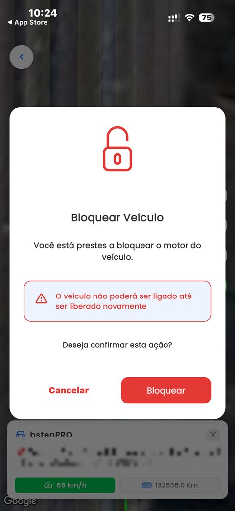 Confirmar bloqueio do motor