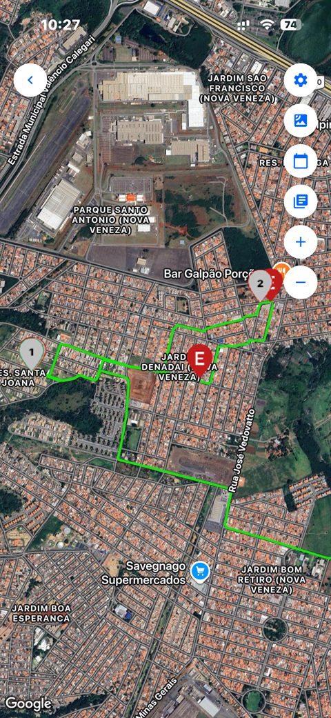 Histórico de rota no mapa